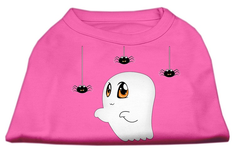 Sammy the Ghost Screen Print Dog Shirt Bright Pink XS